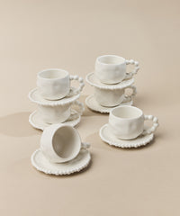 Pearly espressokopjes set voor 6 personen – 90 ml – Wit