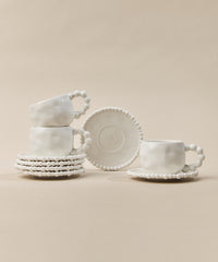 Pearly espressokopjes set voor 6 personen – 90 ml – Wit