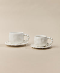 Pearly espressokopjes set voor 6 personen – 90 ml – Wit