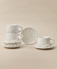 Pearly koffiekopjes set voor 6 personen – 200 ml – Wit