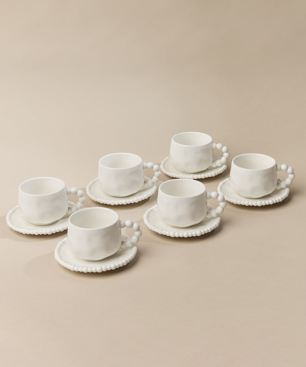 Pearly koffiekopjes set voor 6 personen – 200 ml – Wit