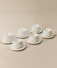 Pearly koffiekopjes set voor 6 personen – 200 ml – Wit