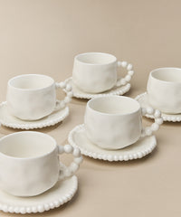 Pearly koffiekopjes set voor 6 personen – 200 ml – Wit