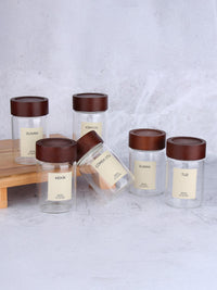Lilu acacia kruidenpotjes rond | incl. etiketten | 6 stuks | 240 ml