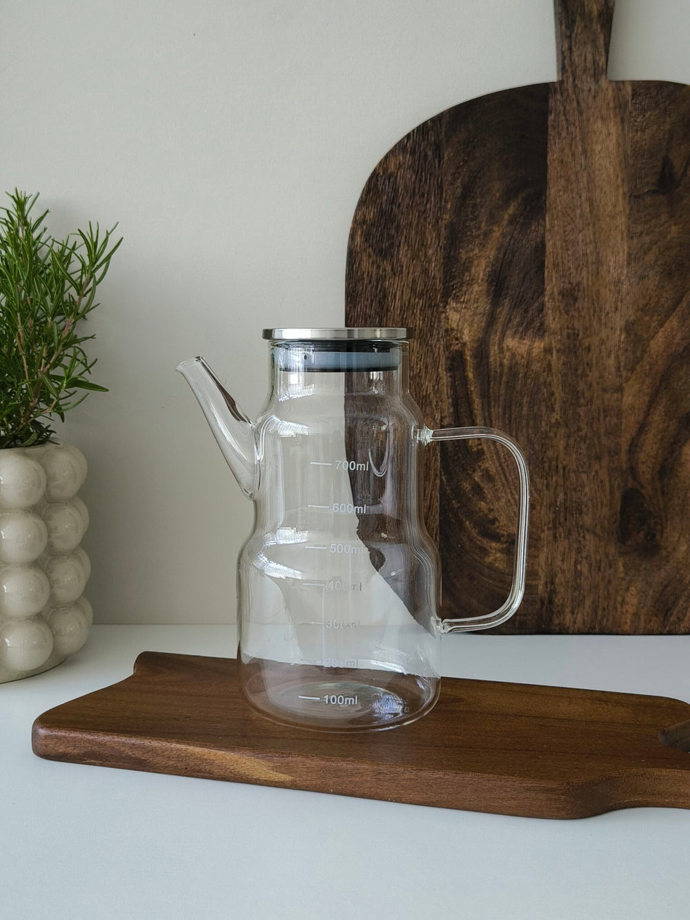 Borosilicaat glazen oliefles met rvs deksel