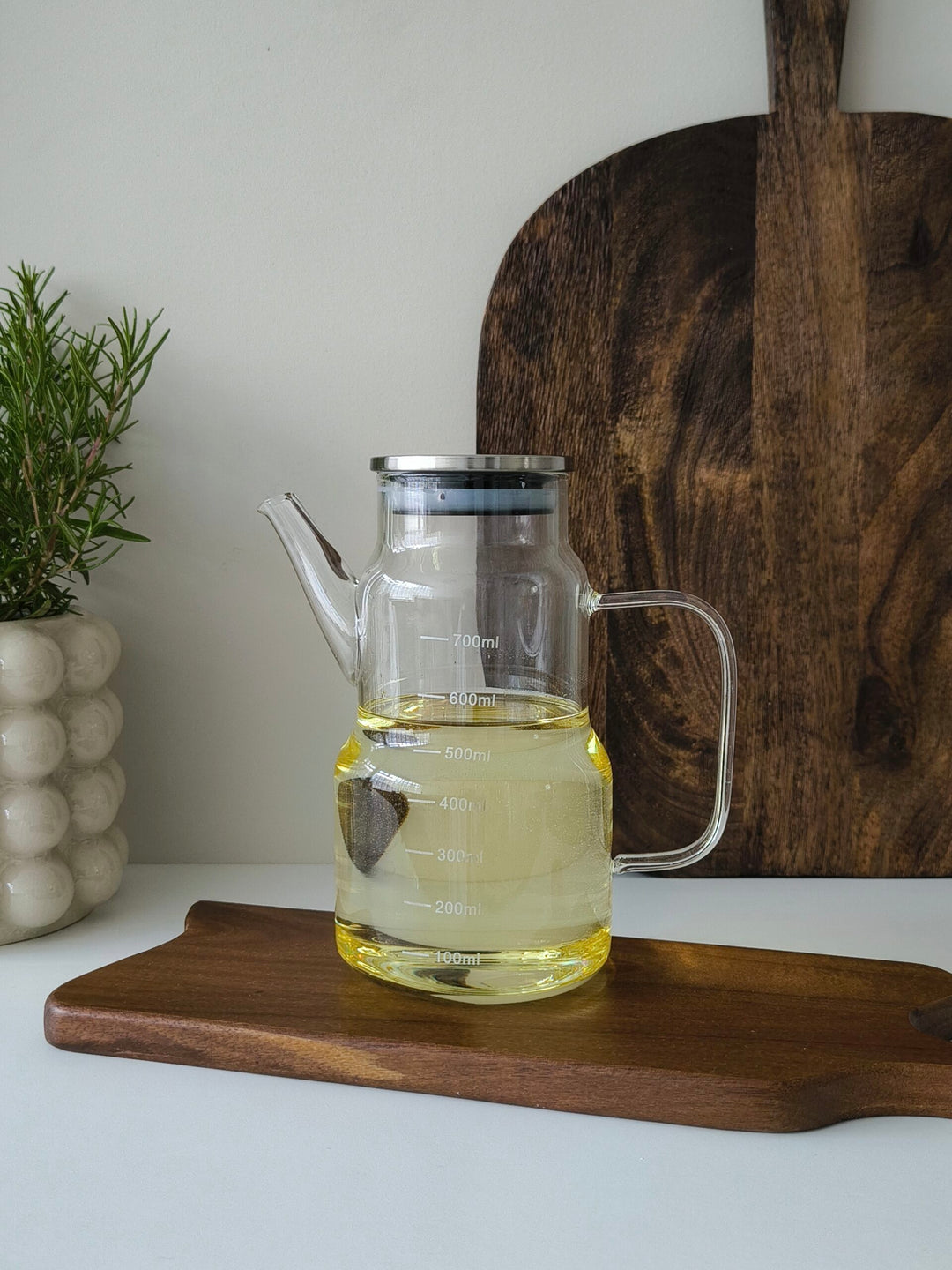 Borosilicaat glazen oliefles met rvs deksel