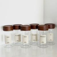 Lilu acacia kruidenpotjes rond | incl. etiketten | 6 stuks | 300 ml