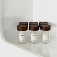 Lilu acacia kruidenpotjes rond | incl. etiketten | 6 stuks | 240 ml