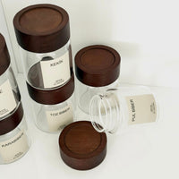 Lilu acacia kruidenpotjes rond | incl. etiketten | 6 stuks | 200 ml