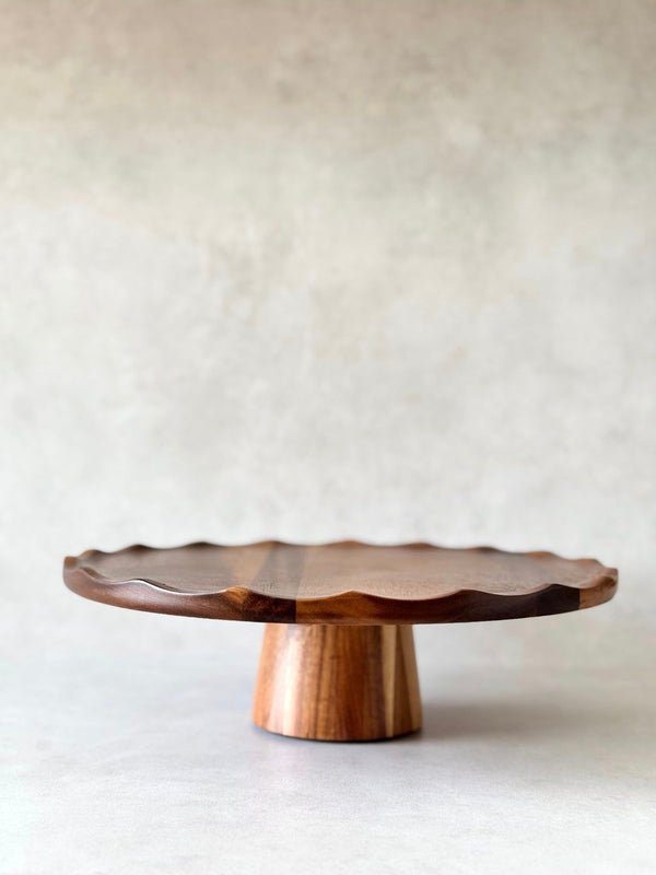 Acacia houten taartplateau wave | 30 cm