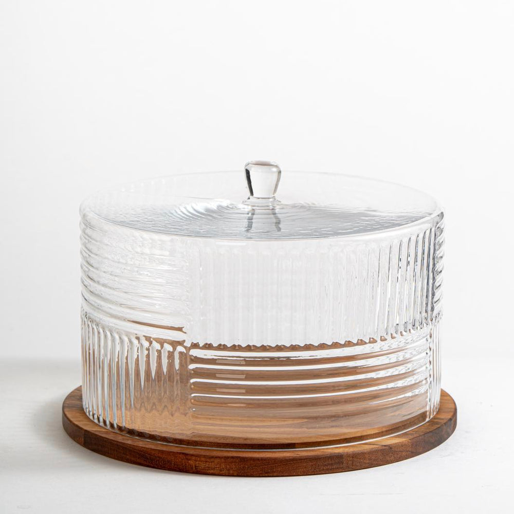 Grace borosilicaat acacia houten taartplateau