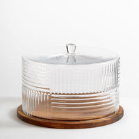 Grace borosilicaat acacia houten taartplateau