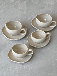Wave Biscuit espressokopjes beige | 12-delige set | 120 ml