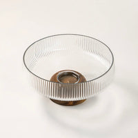 Sfera ripple glazen schaal met acaciahouten voet