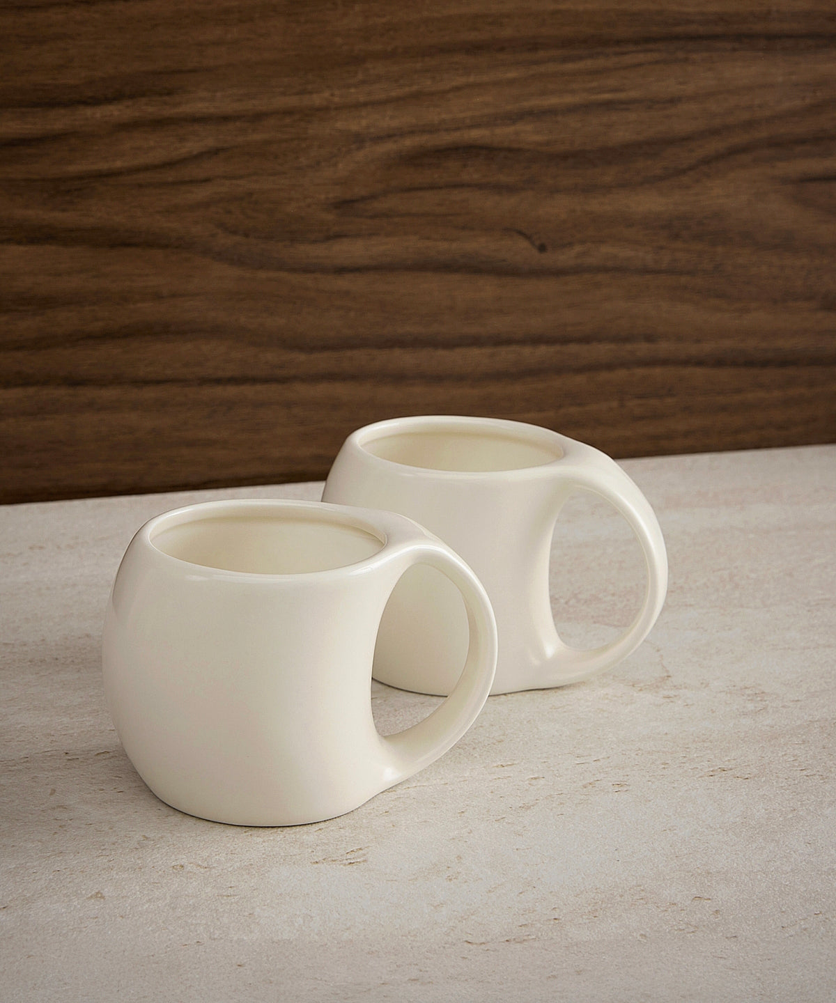 Aesthetic koffiemokken set van 2 – 200 ml – Keramiek – Crème glans