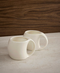 Aesthetic koffiemokken set van 2 – 200 ml – Keramiek – Crème glans