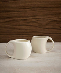 Aesthetic koffiemokken set van 2 – 200 ml – Keramiek – Crème glans
