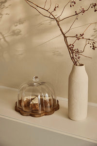 Cloudy borosilicaat acacia houten taartplateau