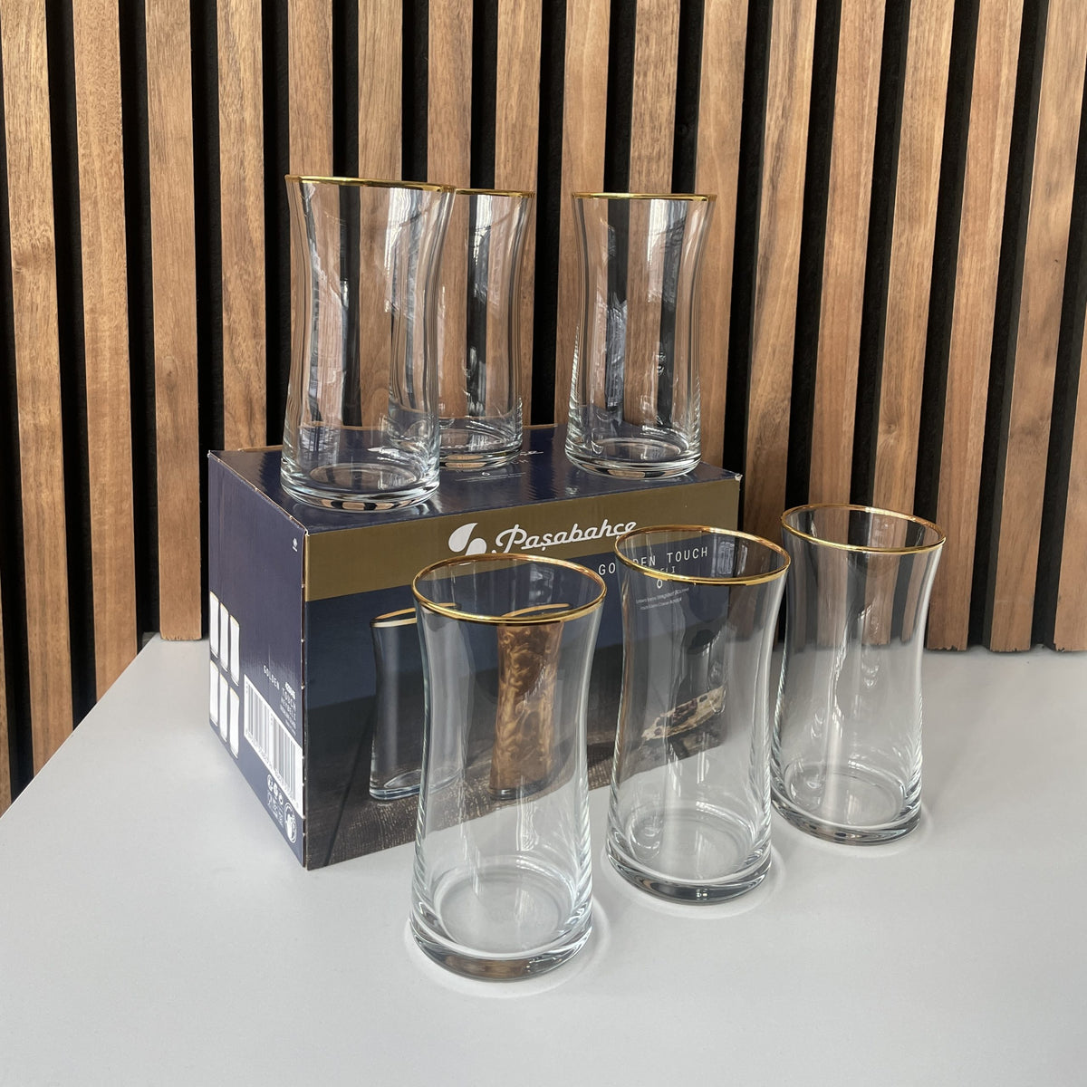 Pasabahce Heybeli Golden Touch glazen | 6 stuks | 345 ml