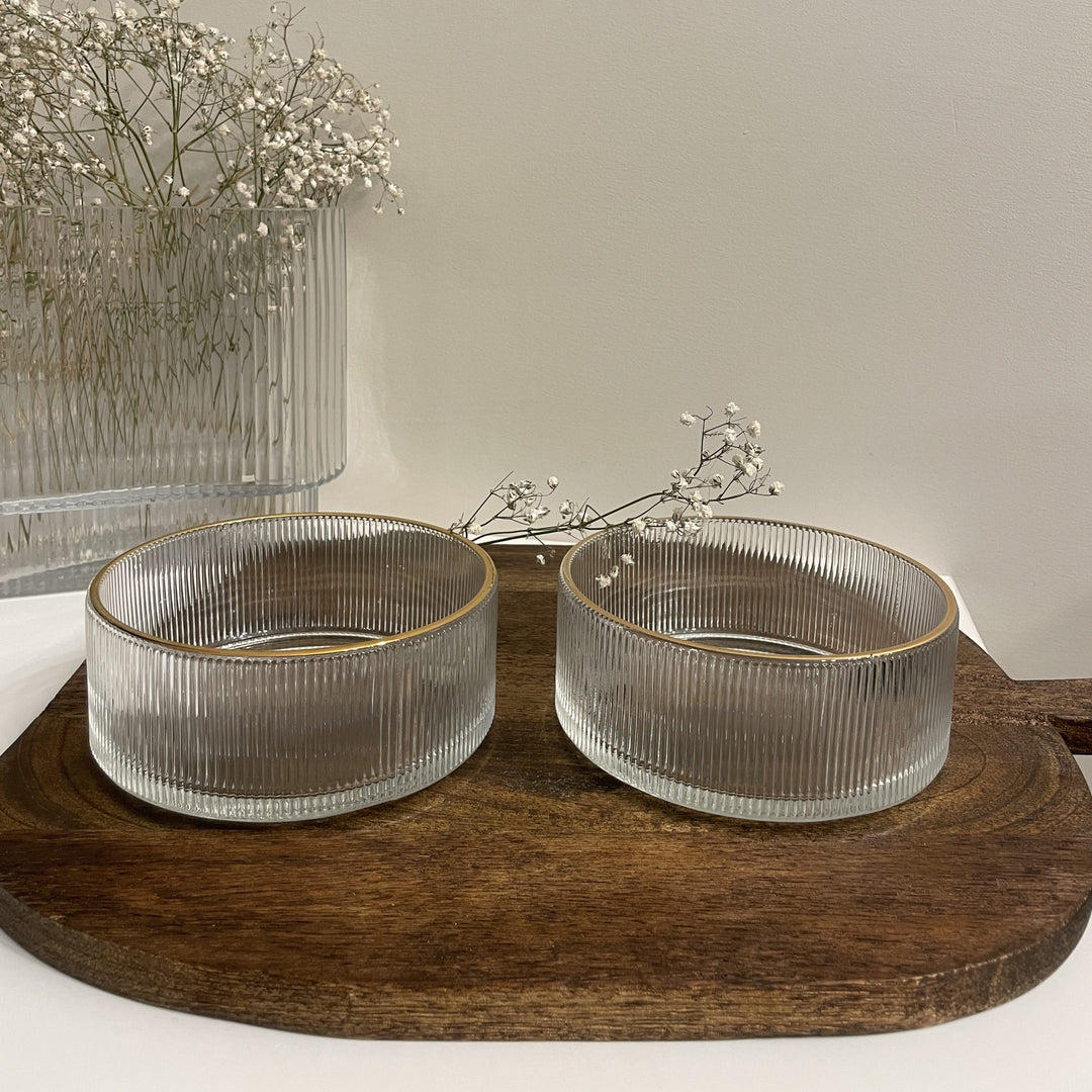 Ripple glazen schaal | met gouden rand | 12,5 x 5,5 cm | 1 stuk