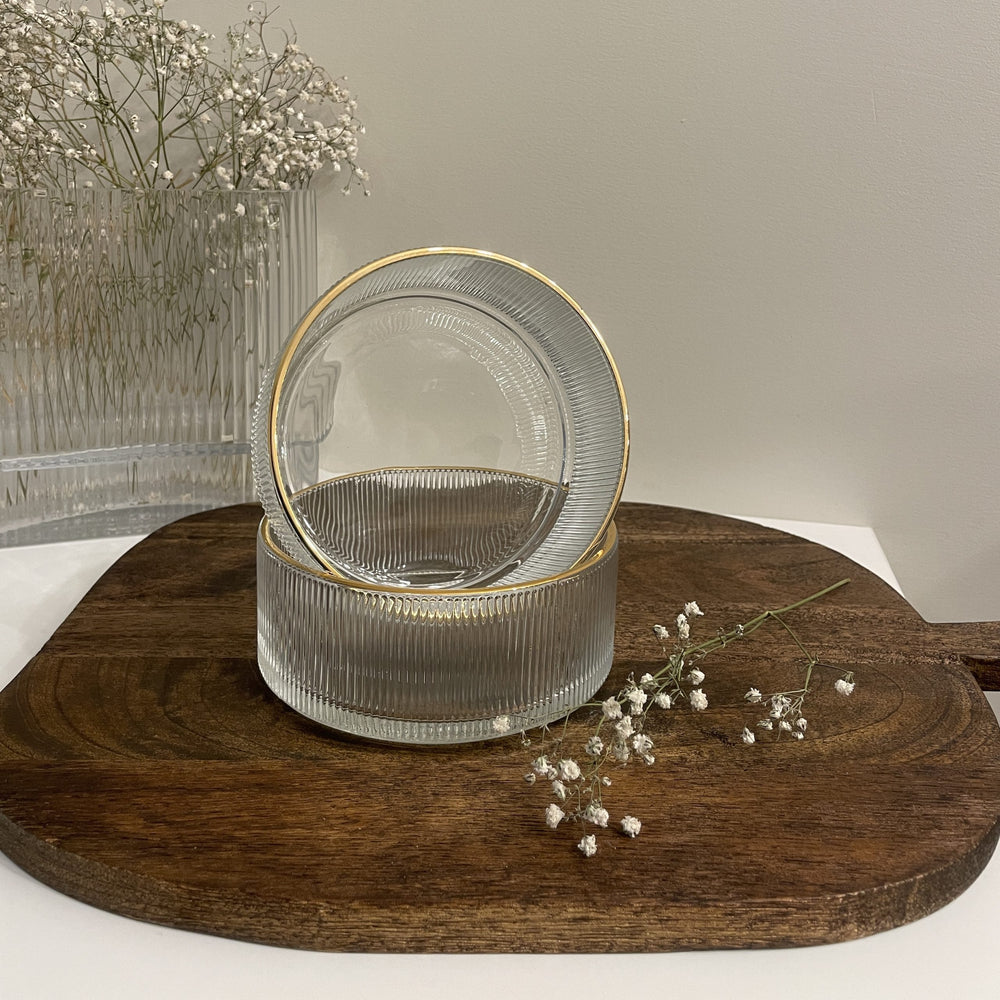 Ripple glazen schaal | met gouden rand | 12,5 x 5,5 cm | 1 stuk