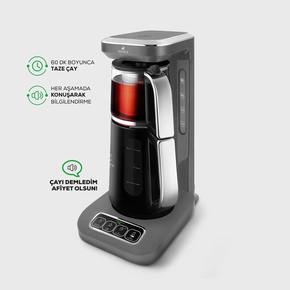 Karaca Çaysever Robotea Pro 4 in 1 pratende automatische theemachine | space gray