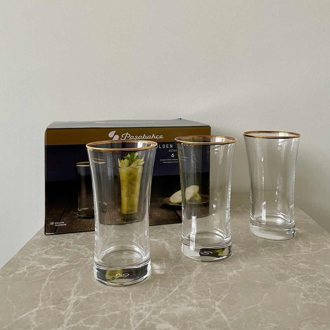 Pasabahce Azur Golden Touch glazen | 6 stuks | 300 ml