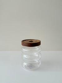 Voorraadpot bubble met acacia houten deksel