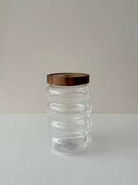 Voorraadpot bubble met acacia houten deksel