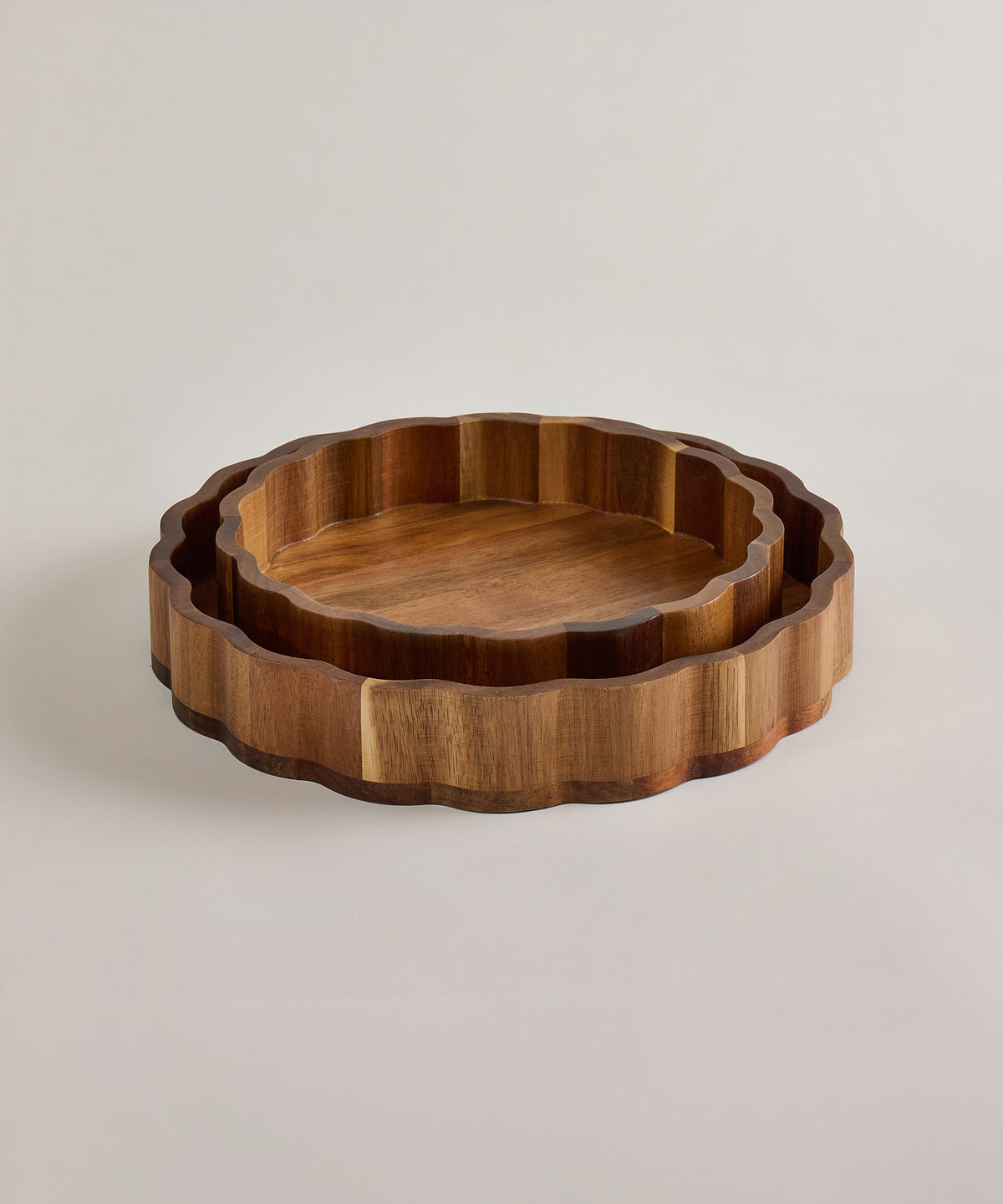 Acaciahouten Schalenset 2-delig | Golfrand | 25 & 20cm