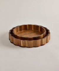 Acaciahouten Schalenset 2-delig | Golfrand | 25 & 20cm