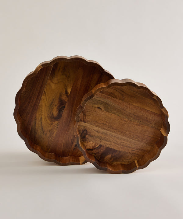Acaciahouten Schalenset 2-delig | Golfrand | 25 & 20cm