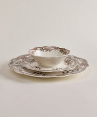 Vintage Porseleinen Serviesset Bruin | Bloemendesign 25-delig