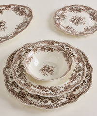 Vintage Porseleinen Serviesset Bruin | Bloemendesign 25-delig