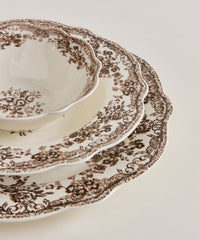 Vintage Porseleinen Serviesset Bruin | Bloemendesign 25-delig