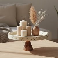 Plateau op houten voet travertinlook – afbeelding 3