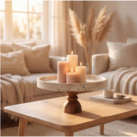 Plateau op houten voet travertinlook – afbeelding 4