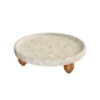 Plateau op houten voet travertinlook