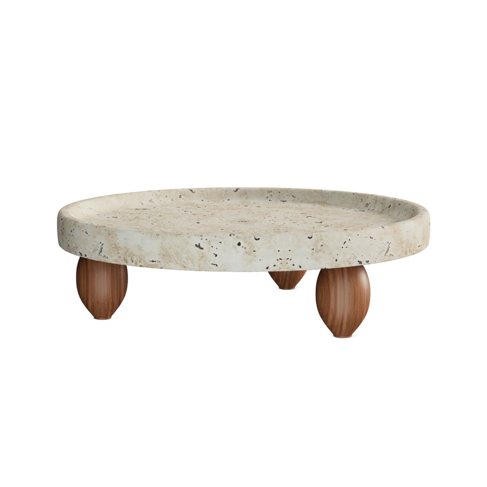 Plateau op houten voet travertinlook – afbeelding 2