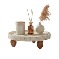 Plateau op houten voet travertinlook – afbeelding 3