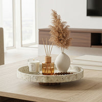 Plateau op houten voet travertinlook – afbeelding 3