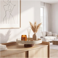 Plateau op houten voet travertinlook – afbeelding 4