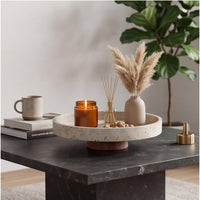 Plateau op houten voet travertinlook – afbeelding 5
