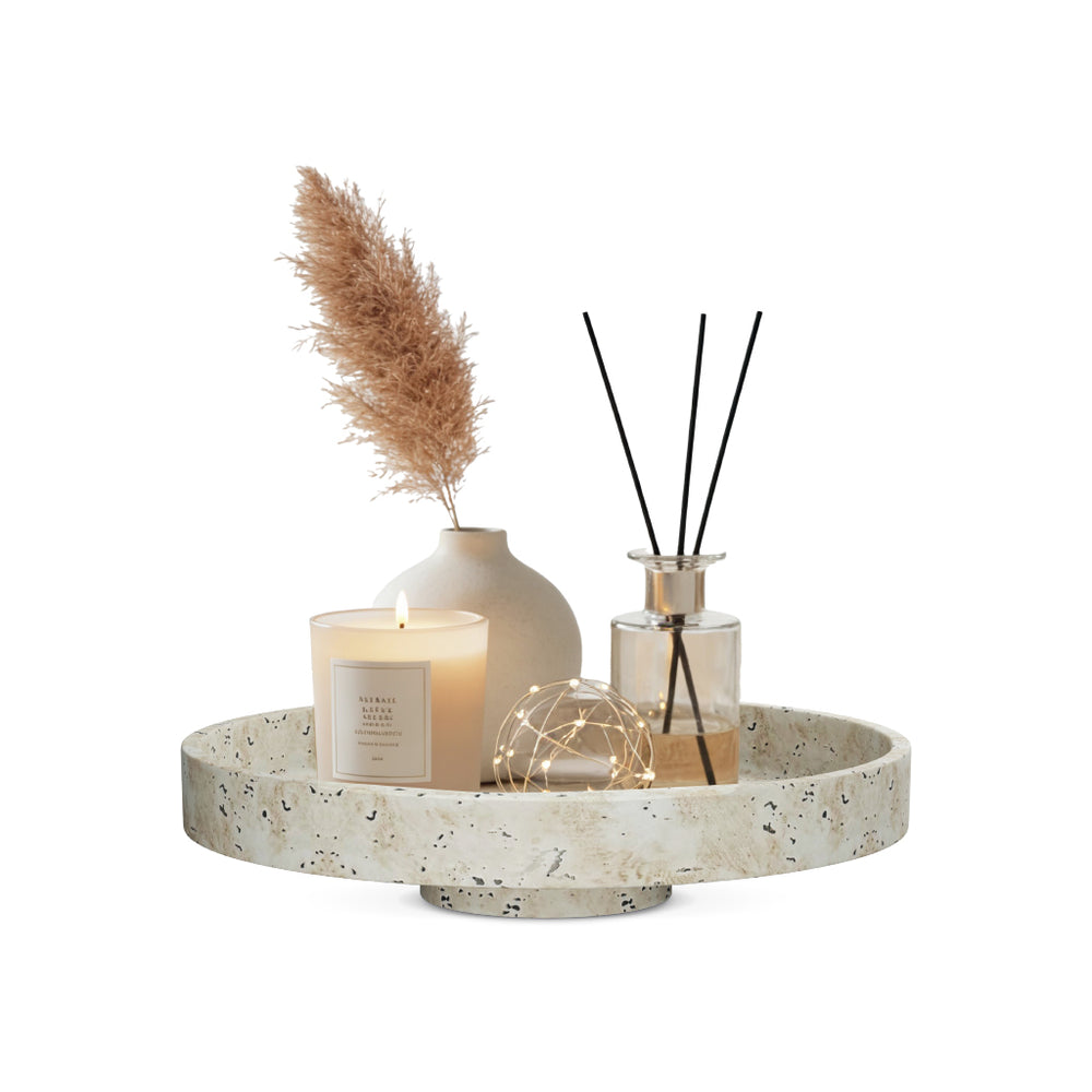 Plateau op voet travertinlook – afbeelding 2