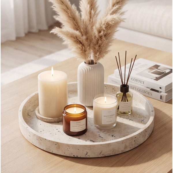 Rond dienblad travertinlook – afbeelding 3