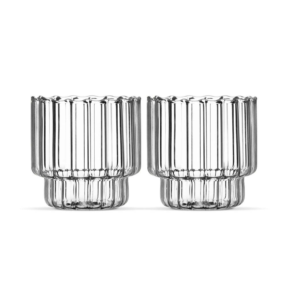Wide curve borosilicaat drinkglas | 2 stuks | 400 ml