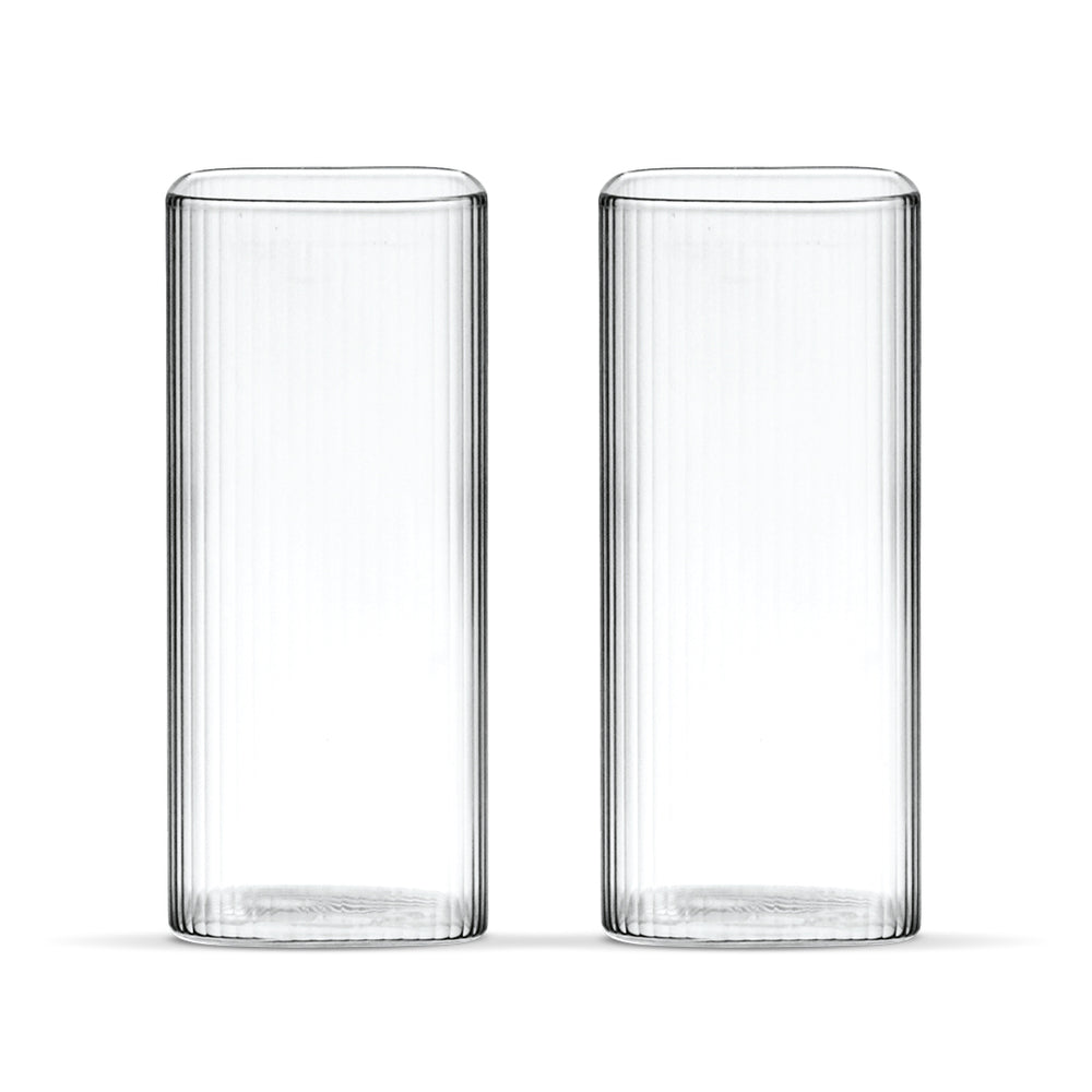 Square ripple rechthoekig glas | 2 stuks | 370 ml