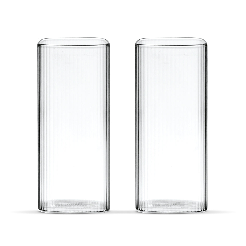 Square ripple rechthoekig glas | 2 stuks | 370 ml