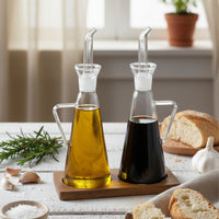 Olie & Azijn Set Glas met Acaciahouten Standaard | 2 × 250 ml 