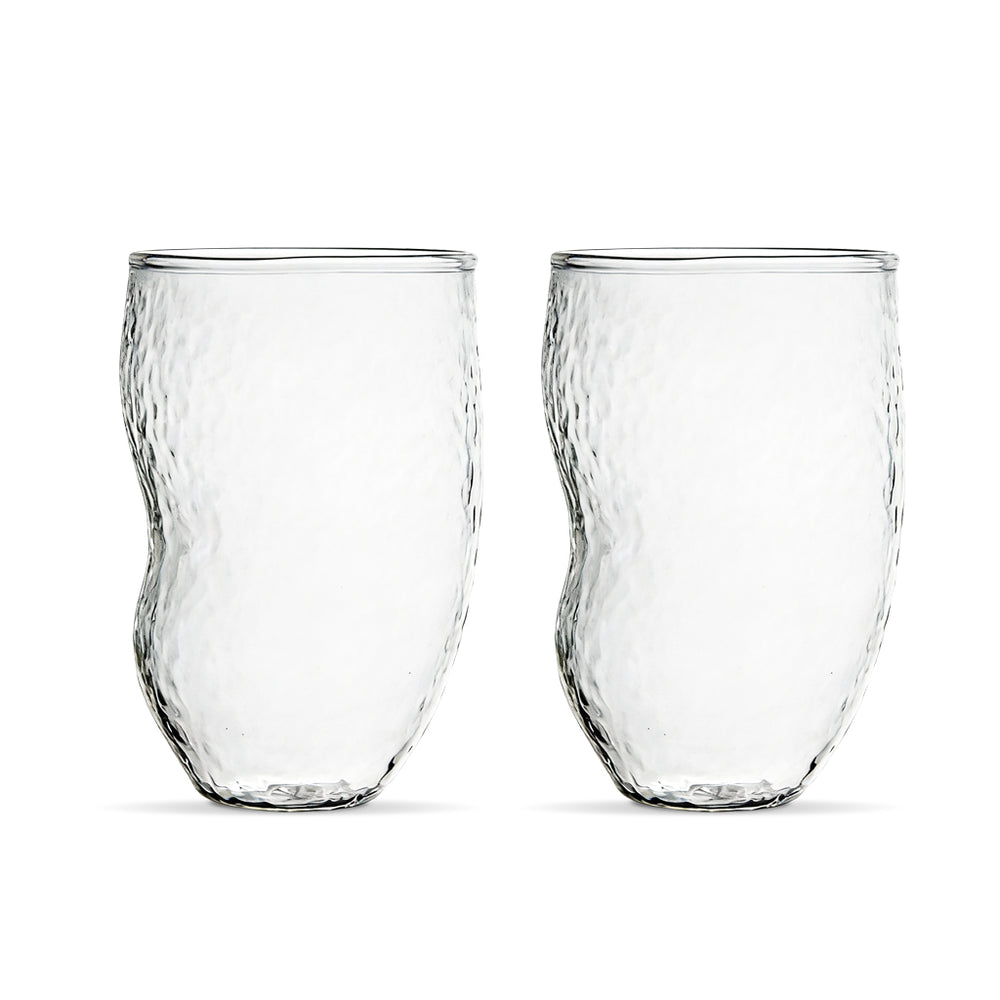 Mono Gehamerde Koffieglazen Set van 2 | 250 ml Borosilicaatglas 